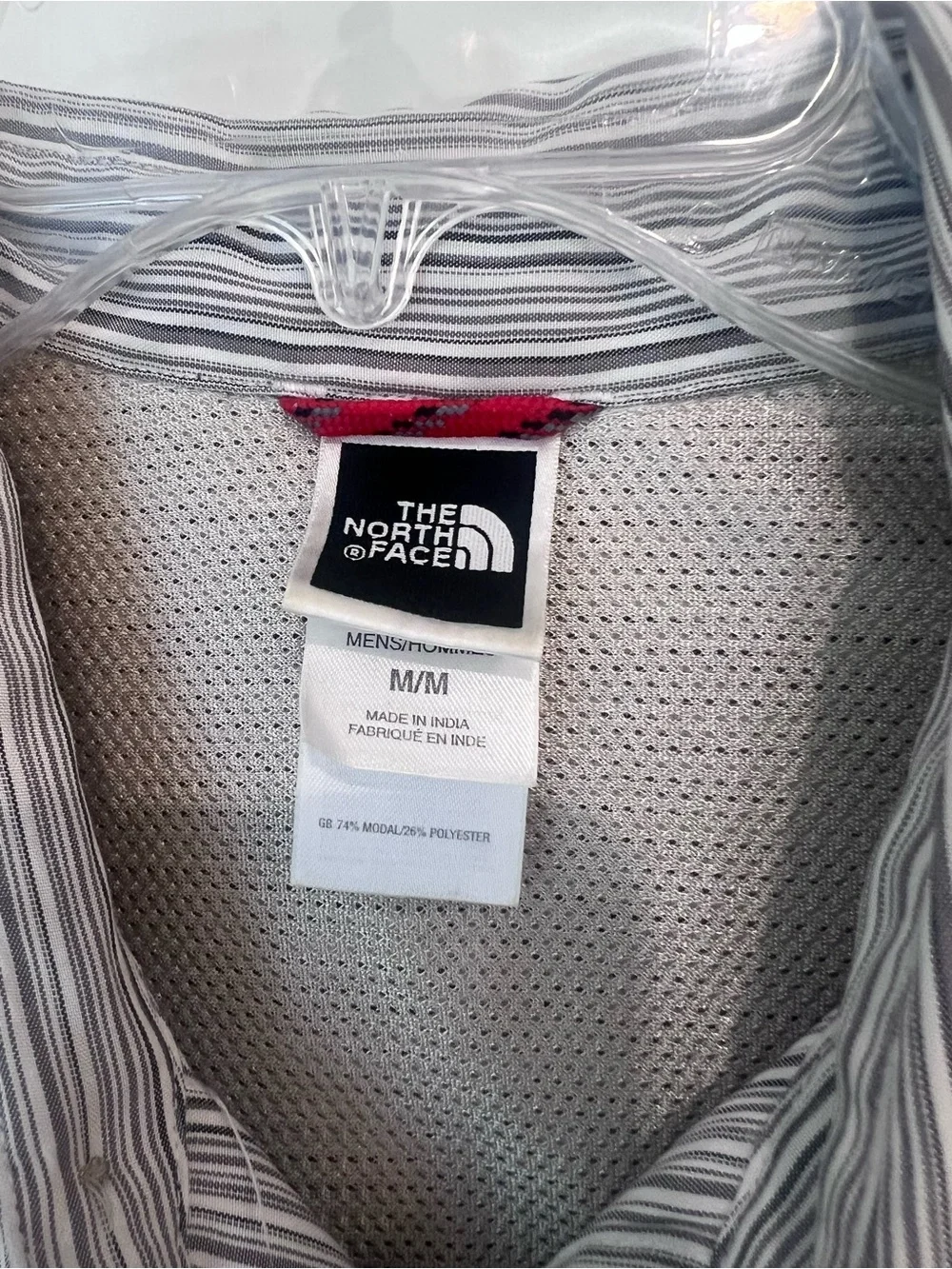 The North Face Men’s Short-Sleeve Stripe Button-Up Shirt — Gray & White